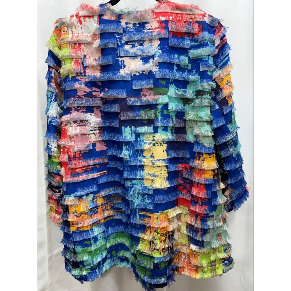 N17 Ali Miles sz M PTP 22" Eyelash Fringe Colorful Lightweight Blazer - Picture 3 of 6